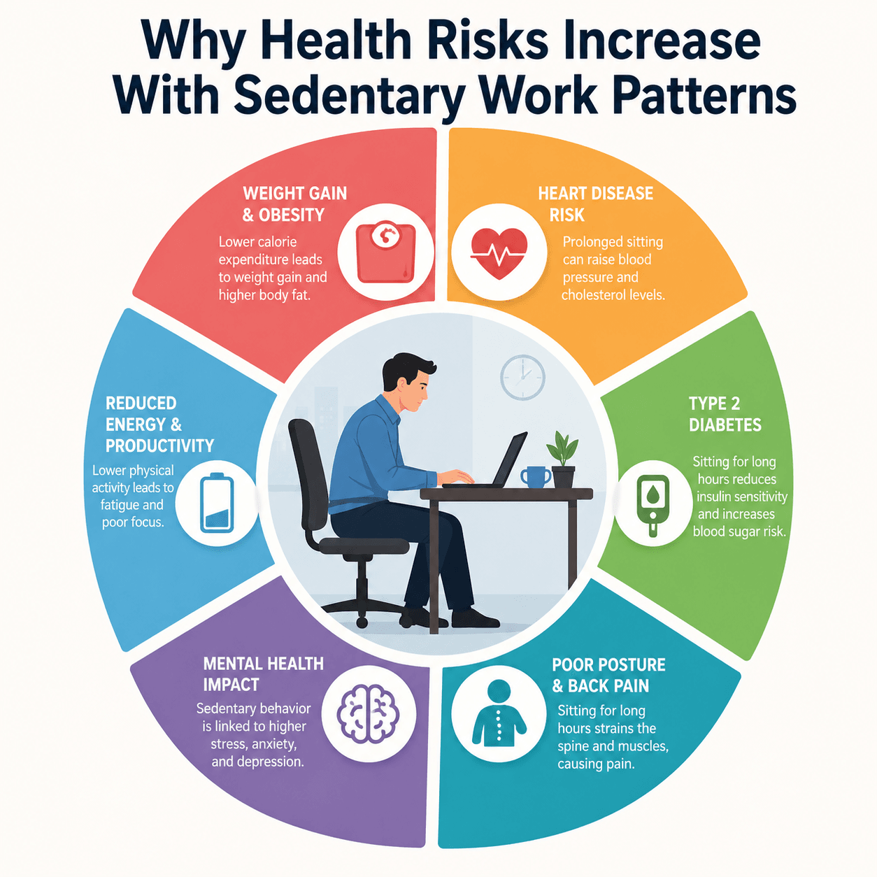 why health risks increase with sedentary work patterns