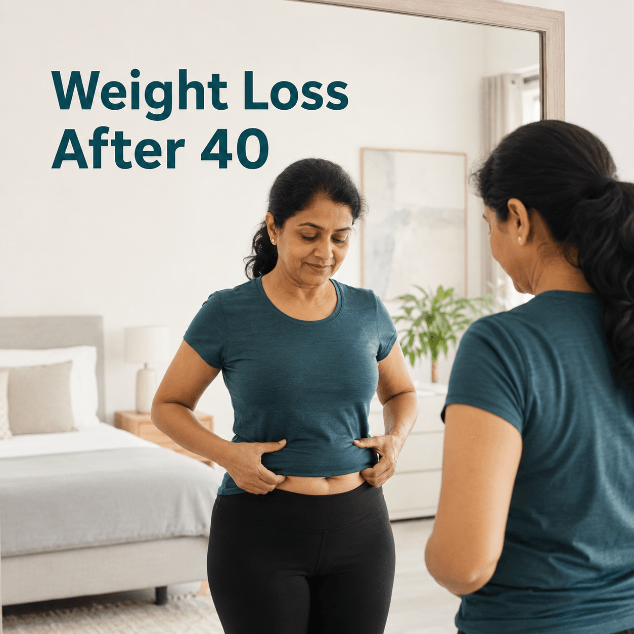 Adult planning meals and strength exercise for weight loss after 40