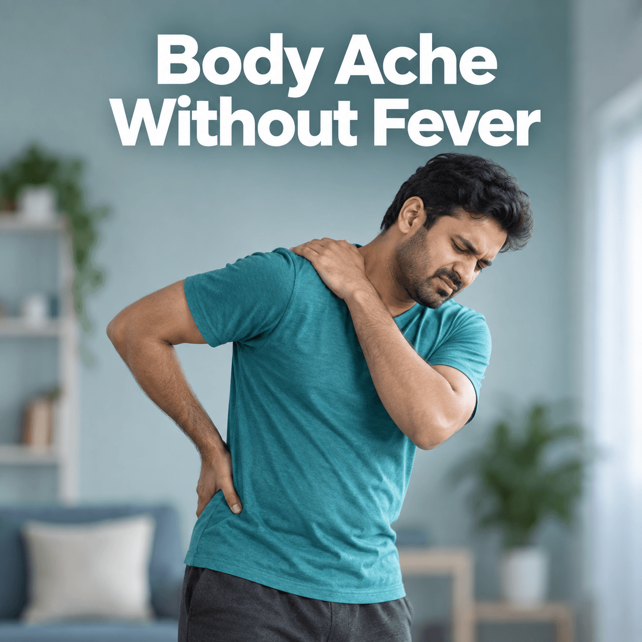Adult discussing body ache without fever and muscle soreness with a doctor